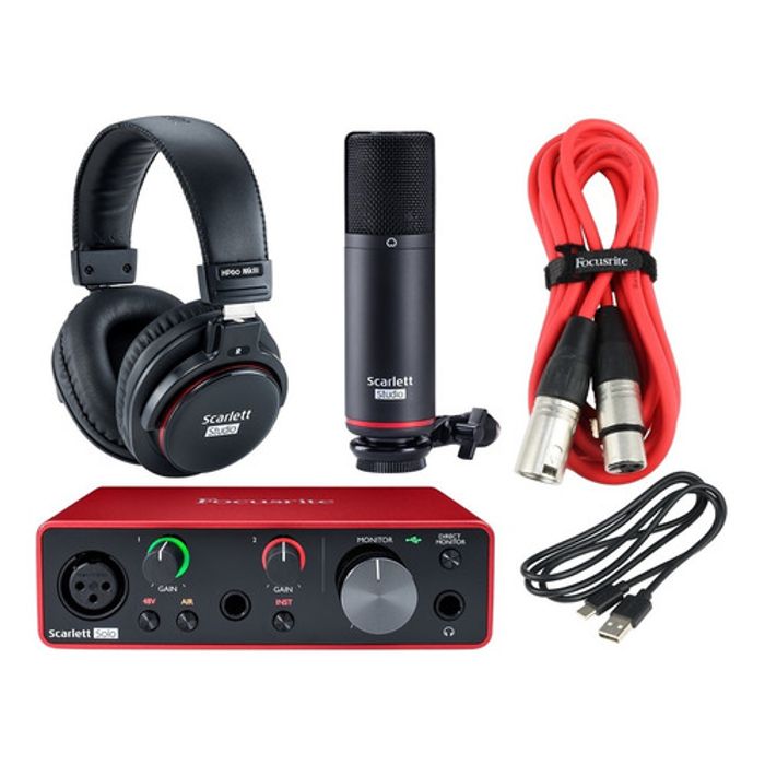 KIT STUDIO COM MICROFONE INTERFACE E FONE SCARLETT SOLO STUDIO