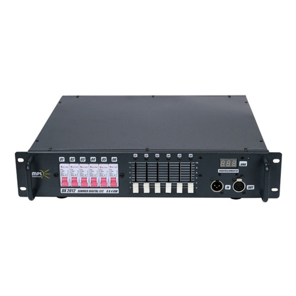 RACK DIMMER 6 CANAIS 4000W POR CANAL COM FADER E DMX 220V DX2012 MPL enterlight