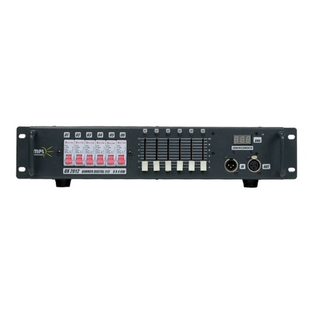 RACK DIMMER 6 CANAIS 4000W POR CANAL COM FADER E DMX 220V DX2012 MPL enterlight